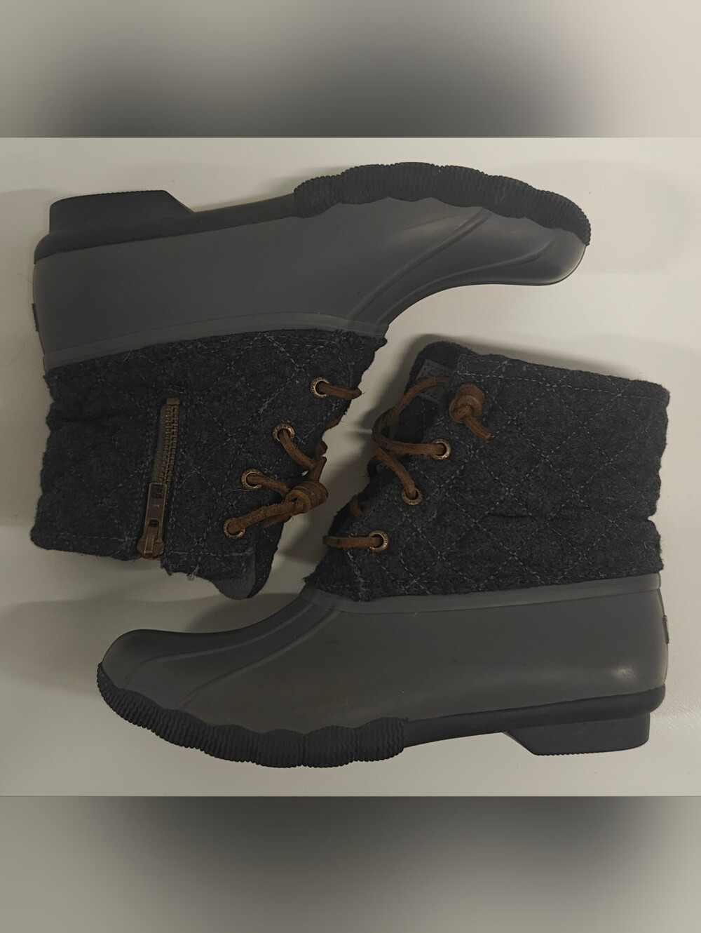Sperry Women's Saltwater Quilted Wool Duck Boot Grey Sz 5.5 M Waterproof